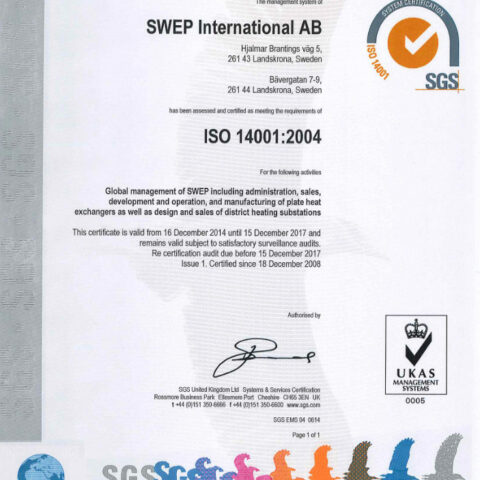 SWEP - Certification ISO 14001