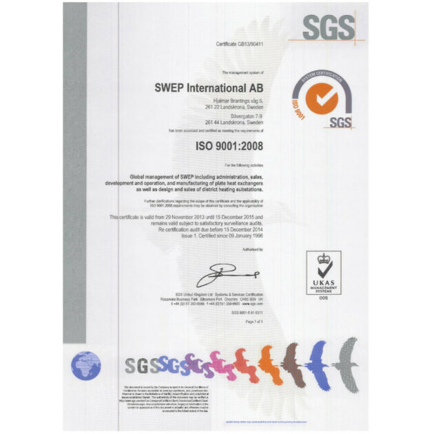 SWEP - Certification ISO 9001