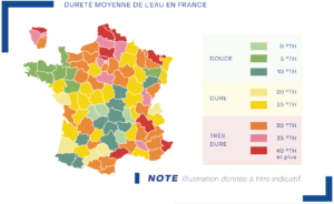 Carte de la dureté de l'eau en France