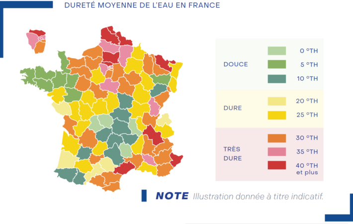 Carte de la dureté de l'eau en France